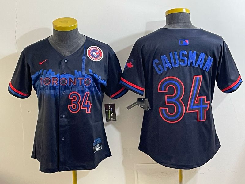 Women 2025 Nike Toronto Blue Jays #34 Gausman Blue Game MLB Jersey 08->women mlb jersey->Women Jersey